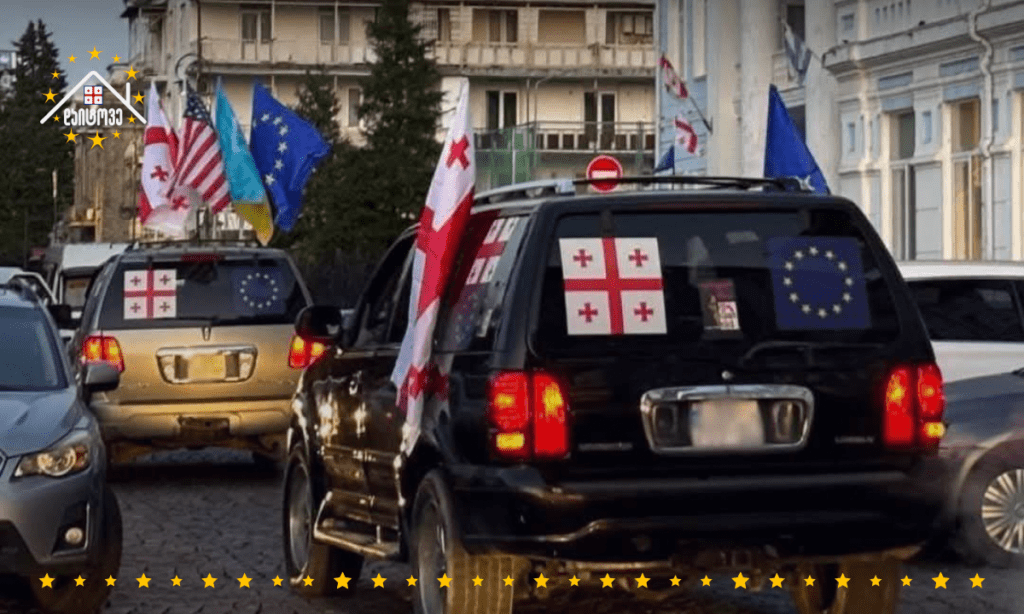 საპროტესტო მარში ავტომობილებით